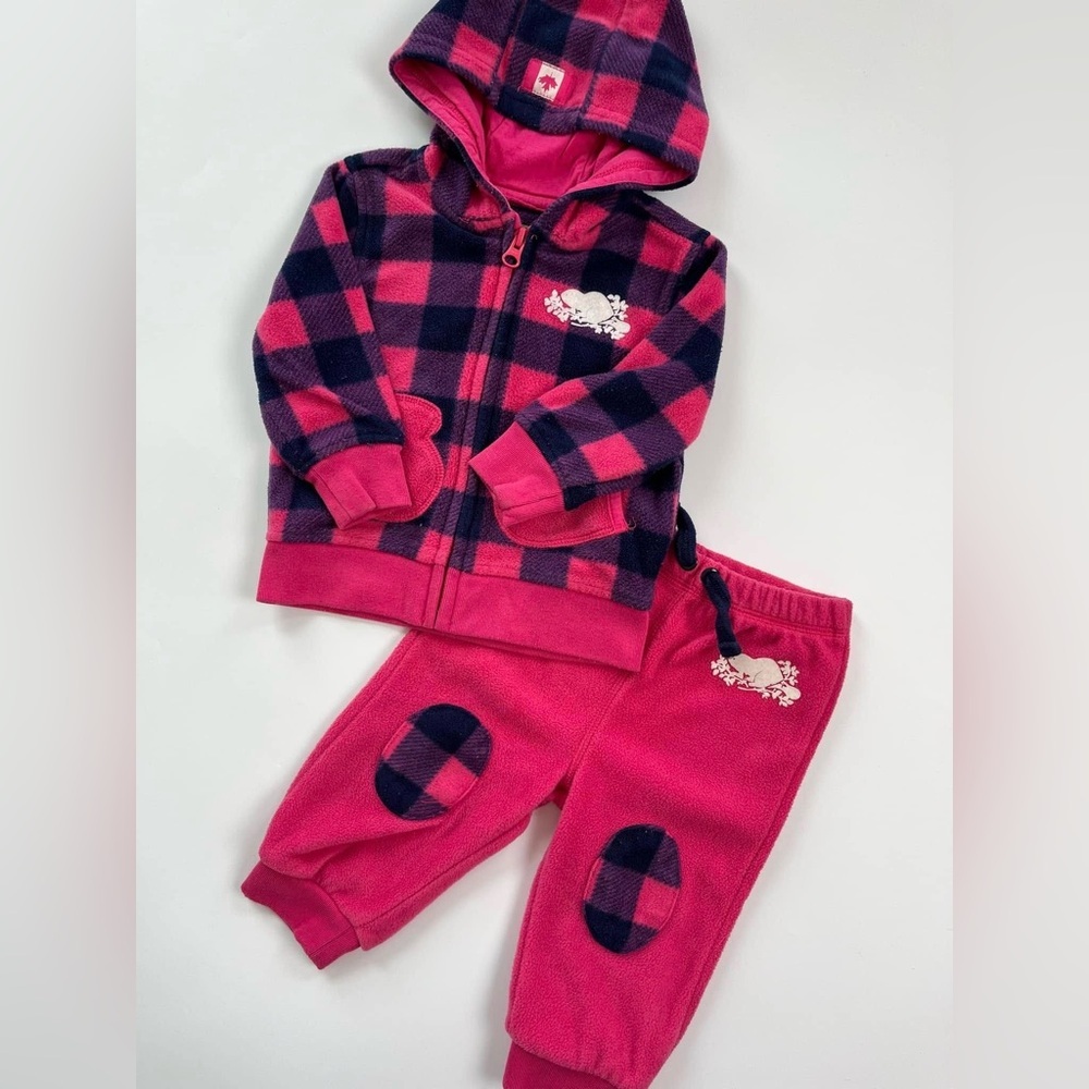 Roots Kids Matching Fleece Set - Pink and Navy